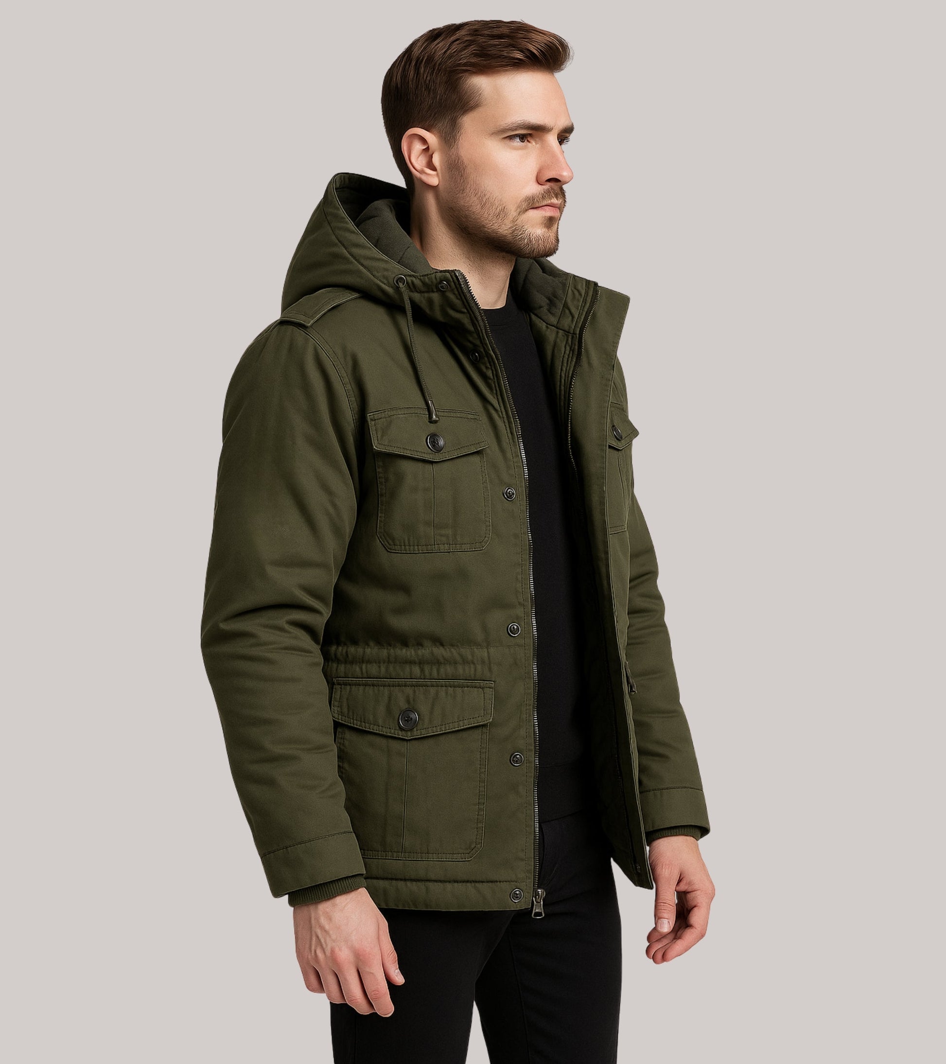 L'MONTE Men's Army Green Heavy-Duty Winter Jacket My Store