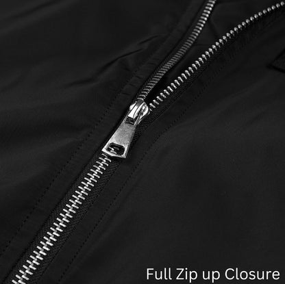L'MONTE Men's Black Polyester Bomber Fall Jacket My Store
