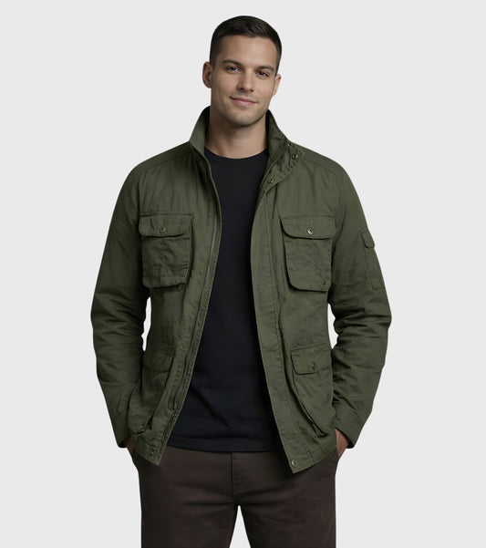 L'MONTE Men's Army Green Cotton Outdoor Fall Jacket For Mild Winter