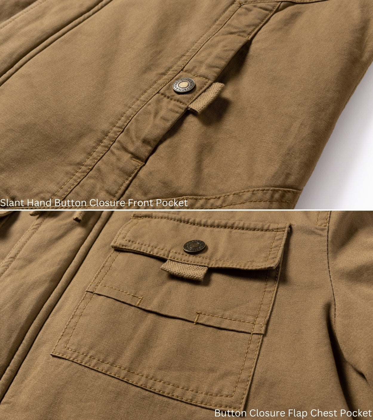 L'MONTE Men's Khaki Winter Jacket With Detachable Hood My Store