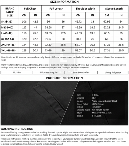 L'MONTE Men's Black Military-Style Bomber Jacket My Store