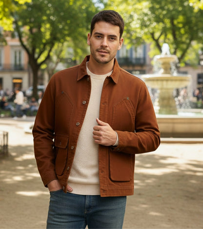 L'MONTE Men's Winter-Ready Brown Canvas Jacket My Store