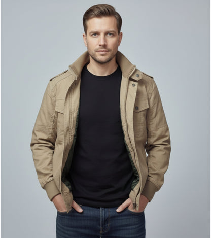 L'MONTE Men's Khaki Casual Bomber Jacket My Store