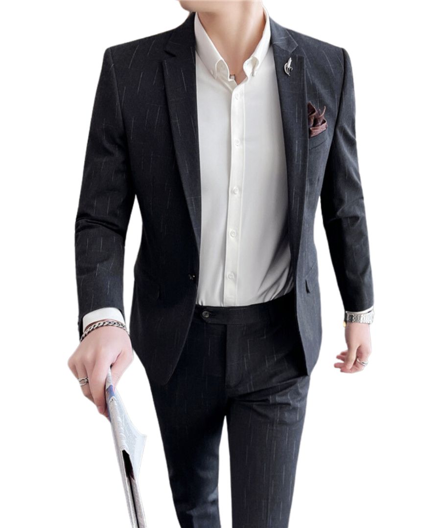L'MONTE 3 Piece Imported Black Suit for Men - Slim Fit Formal Blazer, Vest & Pants