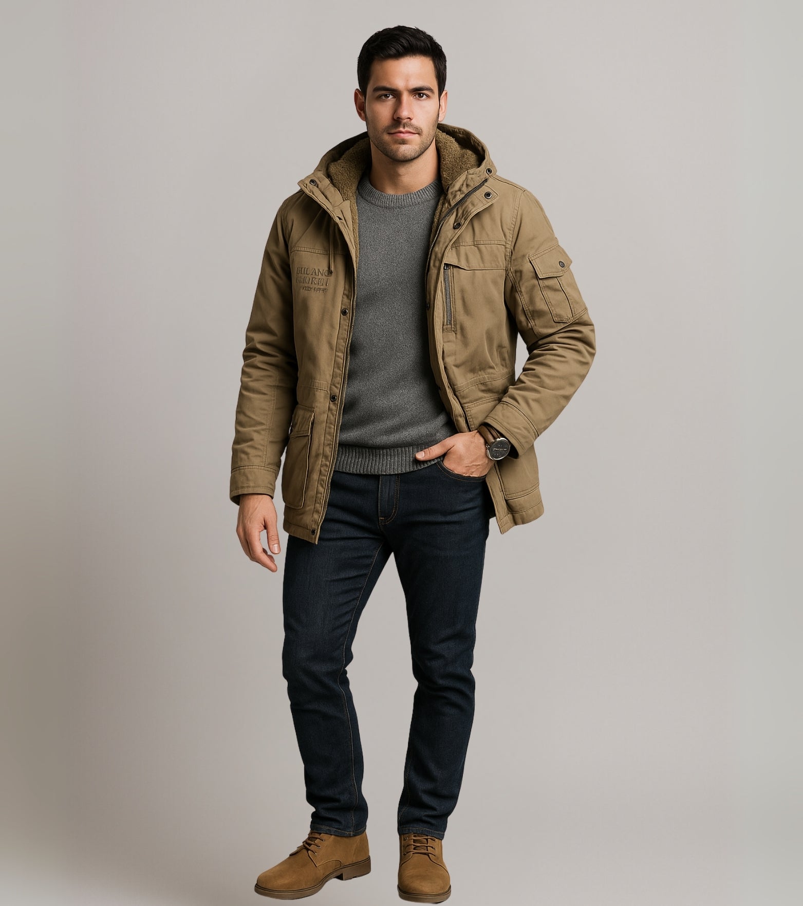 L'MONTE Men's Khaki Heavy-Duty Winter Jacket My Store