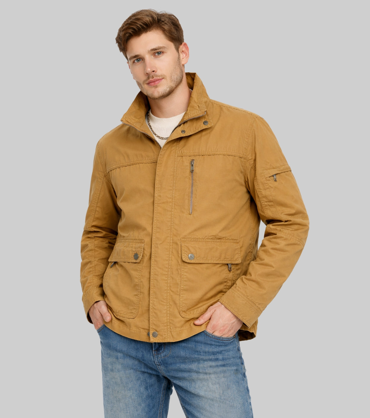 L'MONTE Men's Cotton Yellow Jacket For Mild Winter My Store