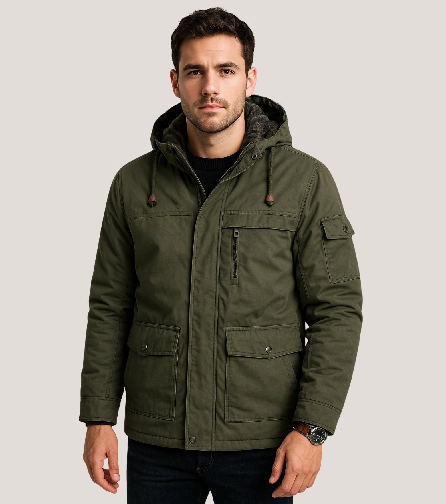 L'MONTE Men's Army Green Heavy-Duty Winter Jacket My Store