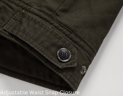 L'MONTE Men's Army Green Fleece-Lined Bomber Jacket My Store