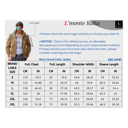 L'MONTE Men's Khaki USA Military-Style Biker Jacket My Store