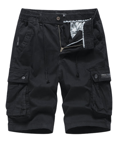 L'MONTE Imported Expandable Elastic Waist Black Outwear Cargo Shorts My Store