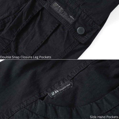 L'MONTE Imported Expandable Elastic Waist Black Outwear Cargo Shorts My Store