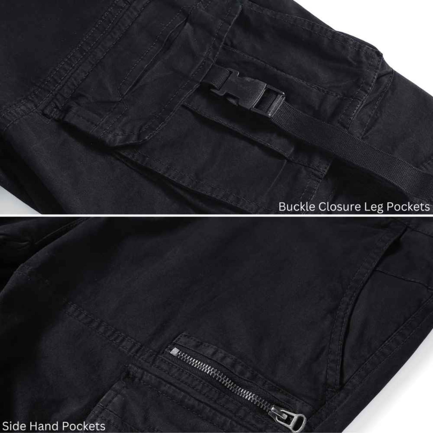 L'MONTE Imported Expandable Elastic Waist Black Outwear Cargo Shorts My Store