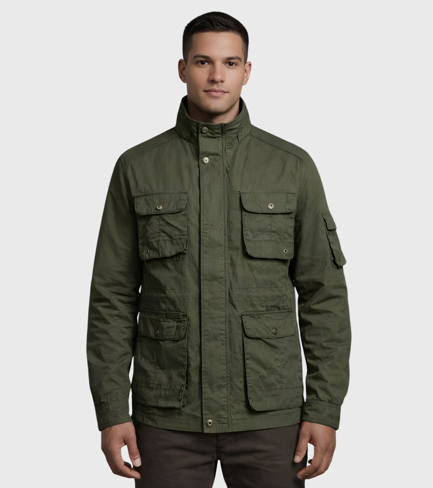 L'MONTE Men's Army Green Cotton Outdoor Fall Jacket For Mild Winter