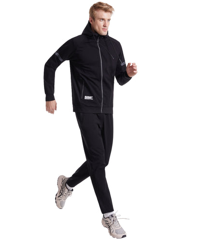 L'MONTE Men's Full Zip 2 Piece Black Hoodie Tracksuits My Store