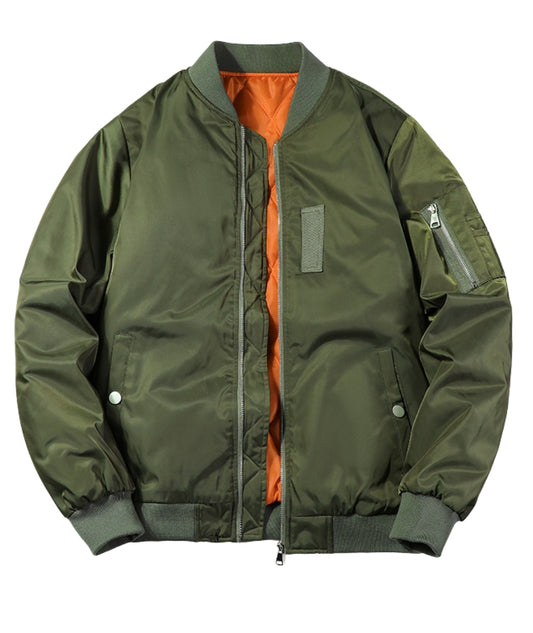 L'MONTE Men's Army Green Polyester Bomber Fall Jacket My Store