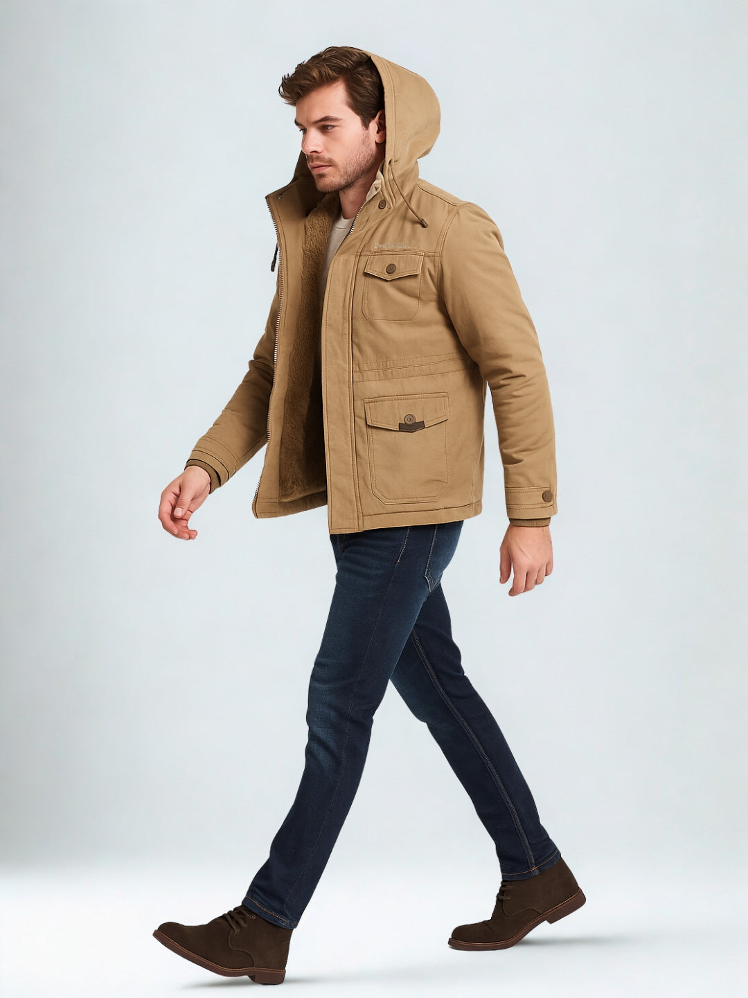 L'MONTE Men's Khaki Heavy-Duty Winter Cargo Jacket My Store