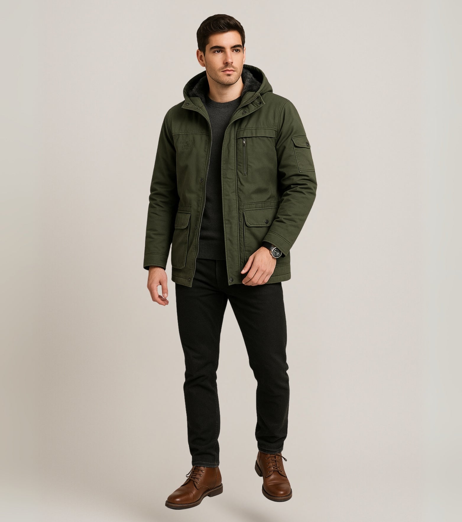 L'MONTE Men's Army Green Heavy-Duty Winter Jacket My Store