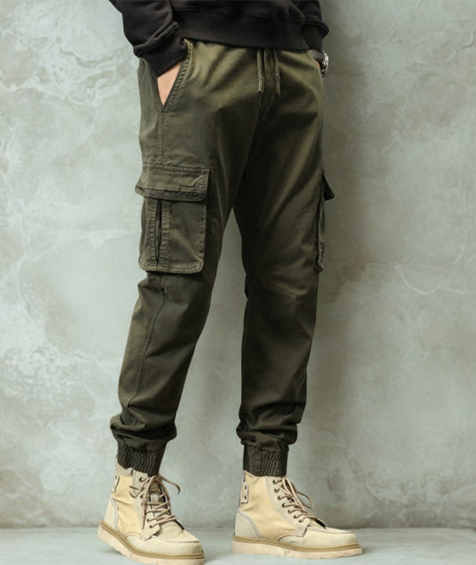 L'MONTE Imported Men's Slim Fit Casual Green Cotton Cargo Joggers My Store