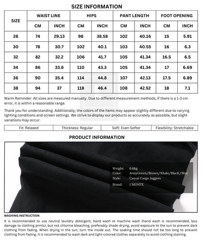 L'MONTE Imported Men's Regular Fit Casual Khaki Cotton Cargo Joggers My Store