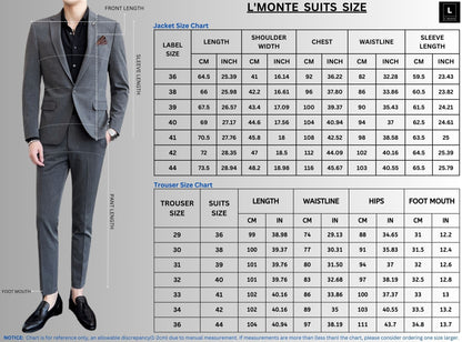 L'MONTE 3 Piece Imported Black Suit for Men - Slim Fit Formal Blazer, Vest & Pants