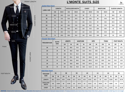 L'MONTE Men's 3-Piece Slim Fit Suit Set in Dark Grey Lmonte International