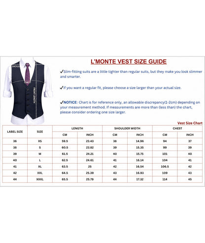L'MONTE Imported Men's Dark Grey Poly Viscose V-Shape Single Breasted Slim Fit Business Formal Dress Waistcoat Vest for Men Lmonte International