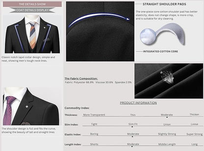 L'MONTE Imported 3 Piece Suit Blazer for Men Formal Slim Fit Two Button Closure Coat (BLSLM96002) My Store