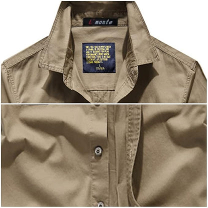 L'monte Men's Cargo Shirts Half Sleeve Khaki shirts My Store