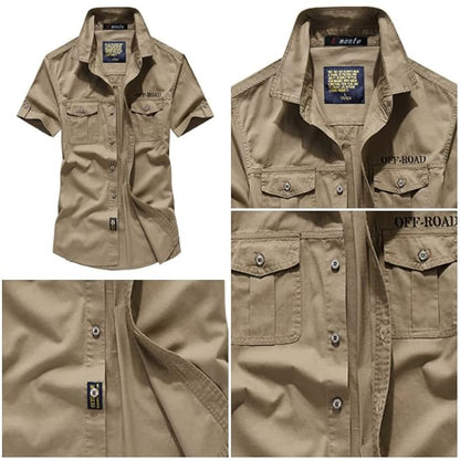 L'monte Men's Cargo Shirts Half Sleeve Khaki shirts My Store