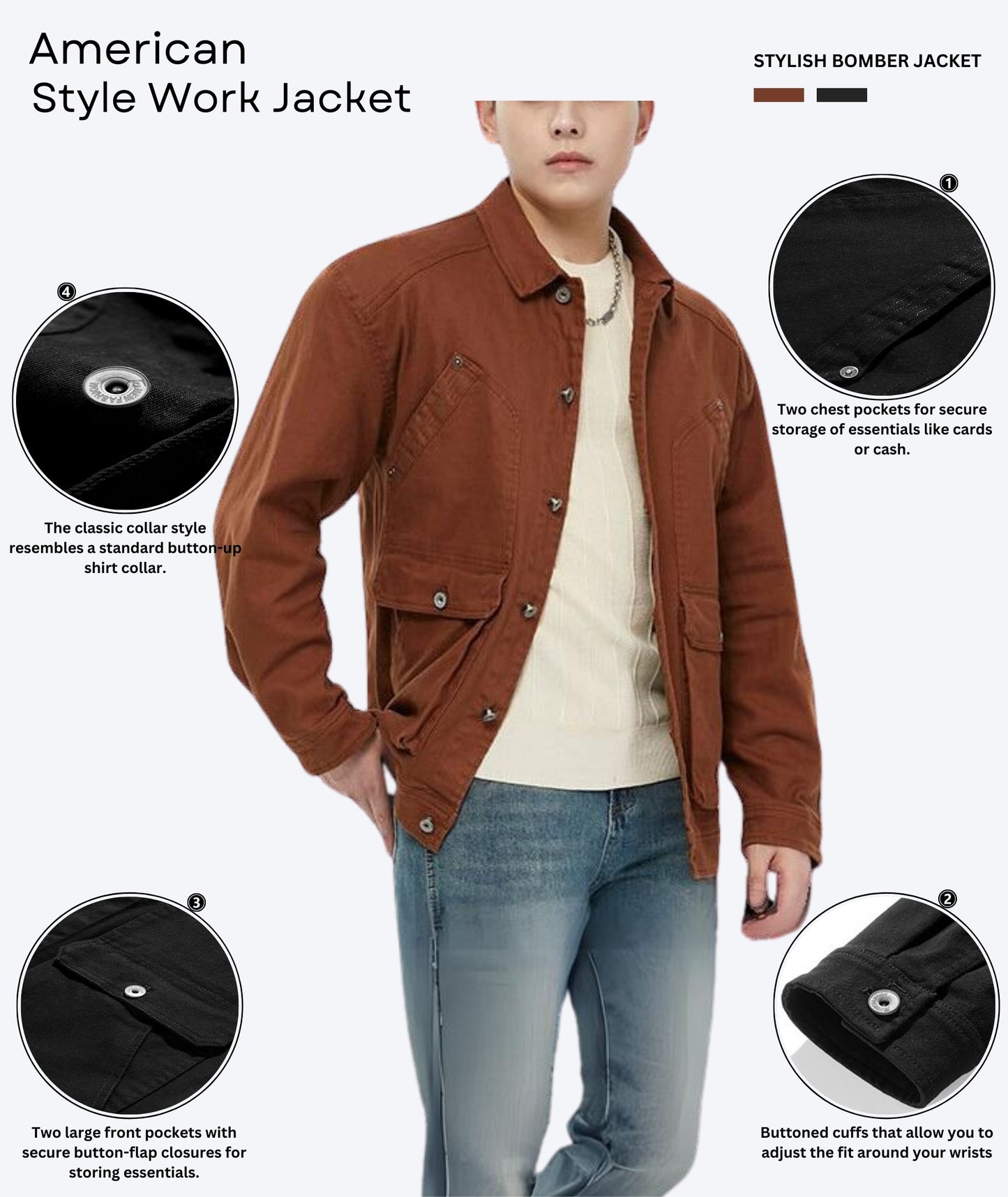 L'MONTE Men's Winter-Ready Brown Canvas Jacket My Store