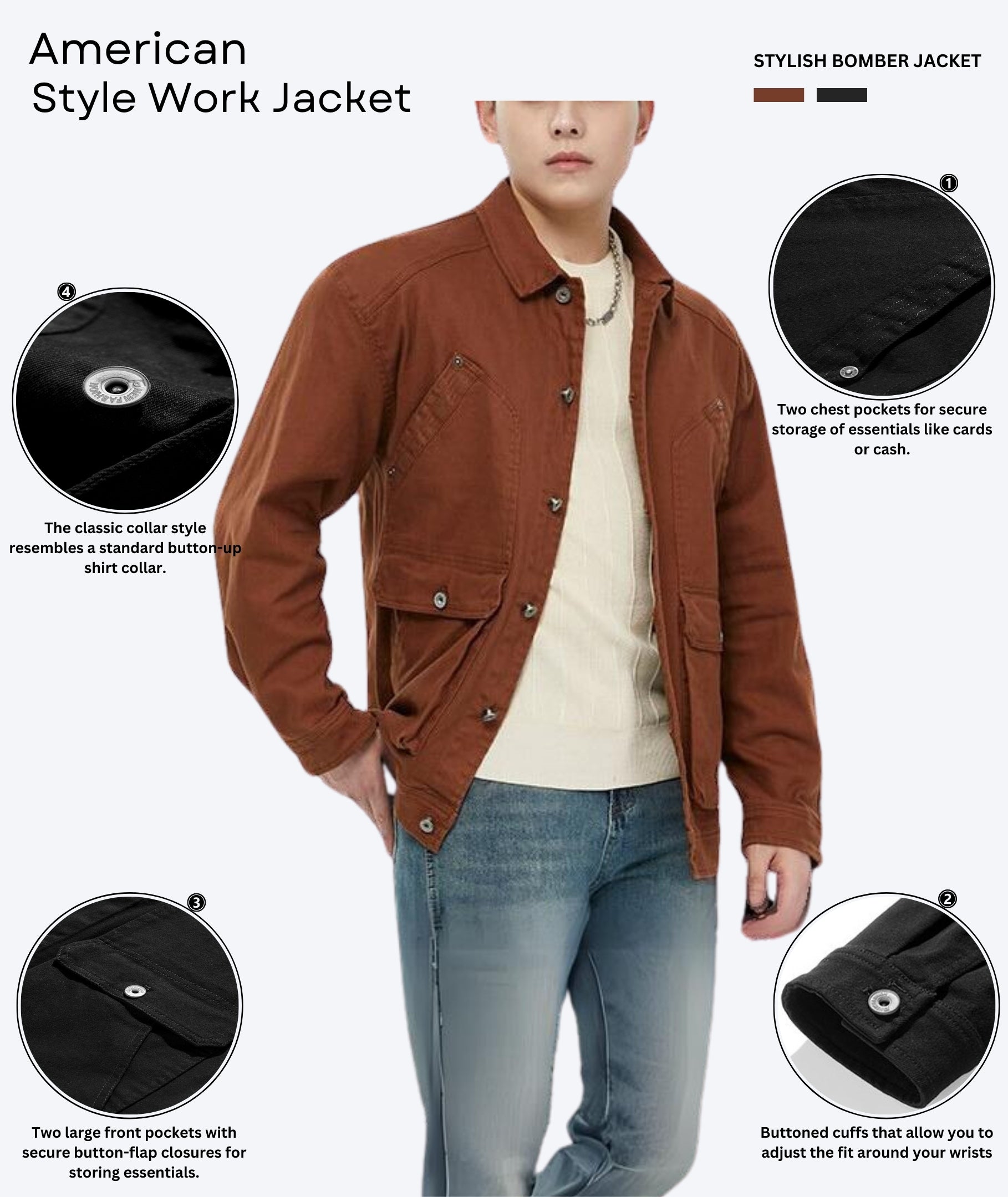 L'MONTE Men's Winter-Ready Brown Canvas Jacket My Store