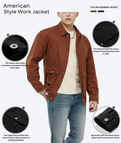 L'MONTE Men's Winter-Ready Brown Canvas Jacket My Store