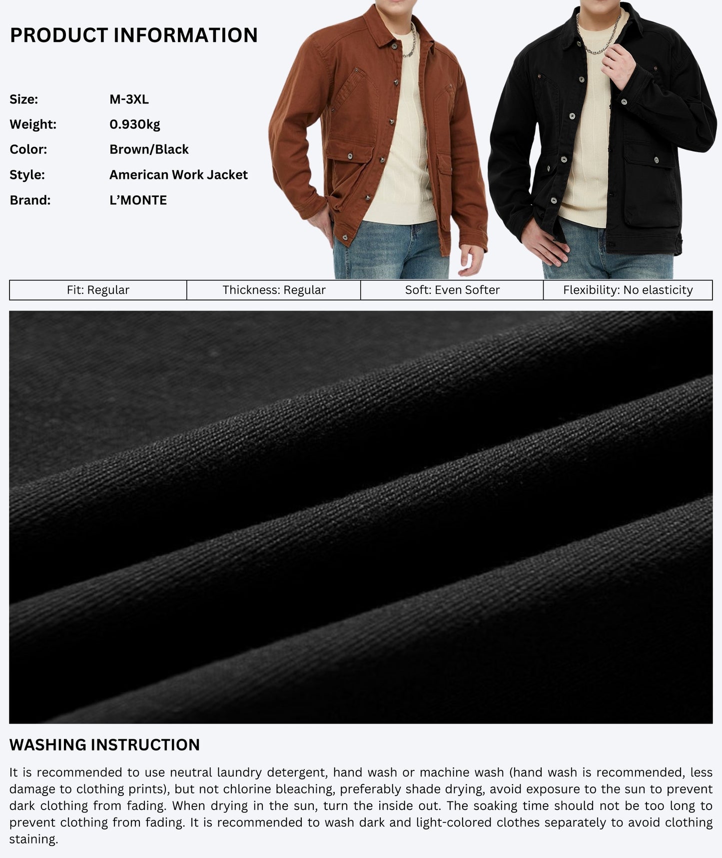 L'MONTE Men's Winter-Ready Brown Canvas Jacket My Store