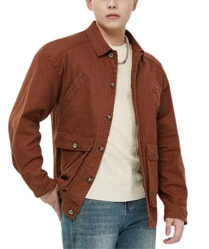 L'MONTE Men's Winter-Ready Brown Canvas Jacket My Store