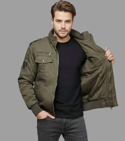 L'MONTE Men's Military-Style Army Green Cargo Jacket For Mild Winter My Store
