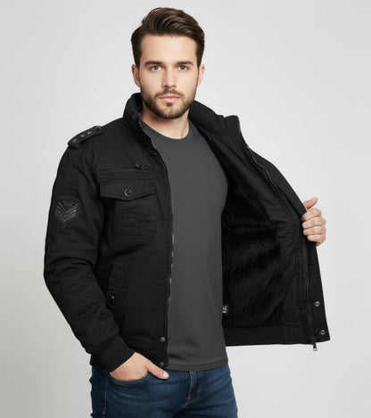 L'MONTE Men's Black Military Style Cargo Cotton Jacket My Store