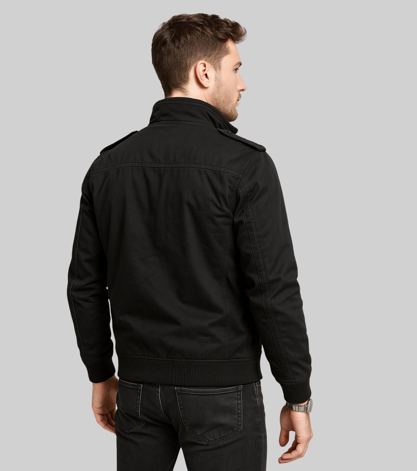 L'MONTE Men's Black Military Style Cargo Cotton Jacket My Store