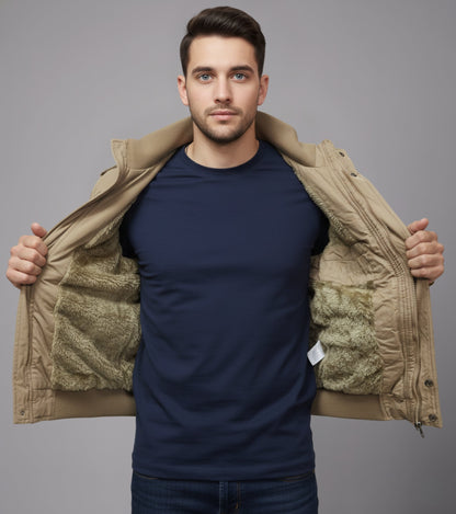 L'MONTE Men's Khaki Military Style Cargo Cotton Jacket My Store
