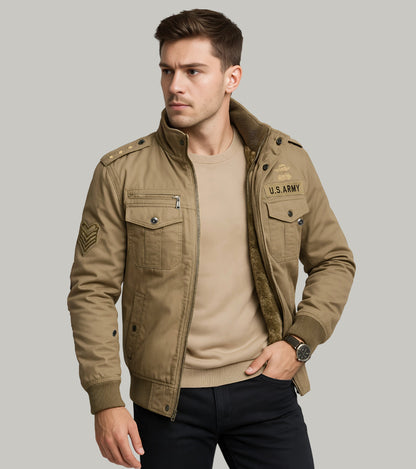 L'MONTE Men's Khaki Military Style Cargo Cotton Jacket My Store