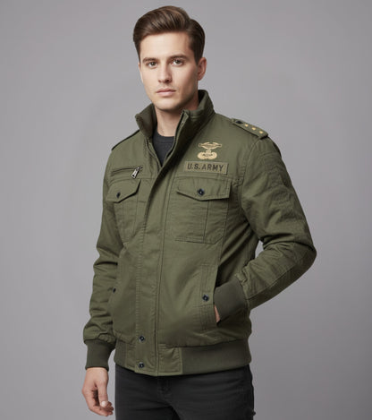 L'MONTE Men's Army Green Military Style Cargo Cotton Jacket My Store