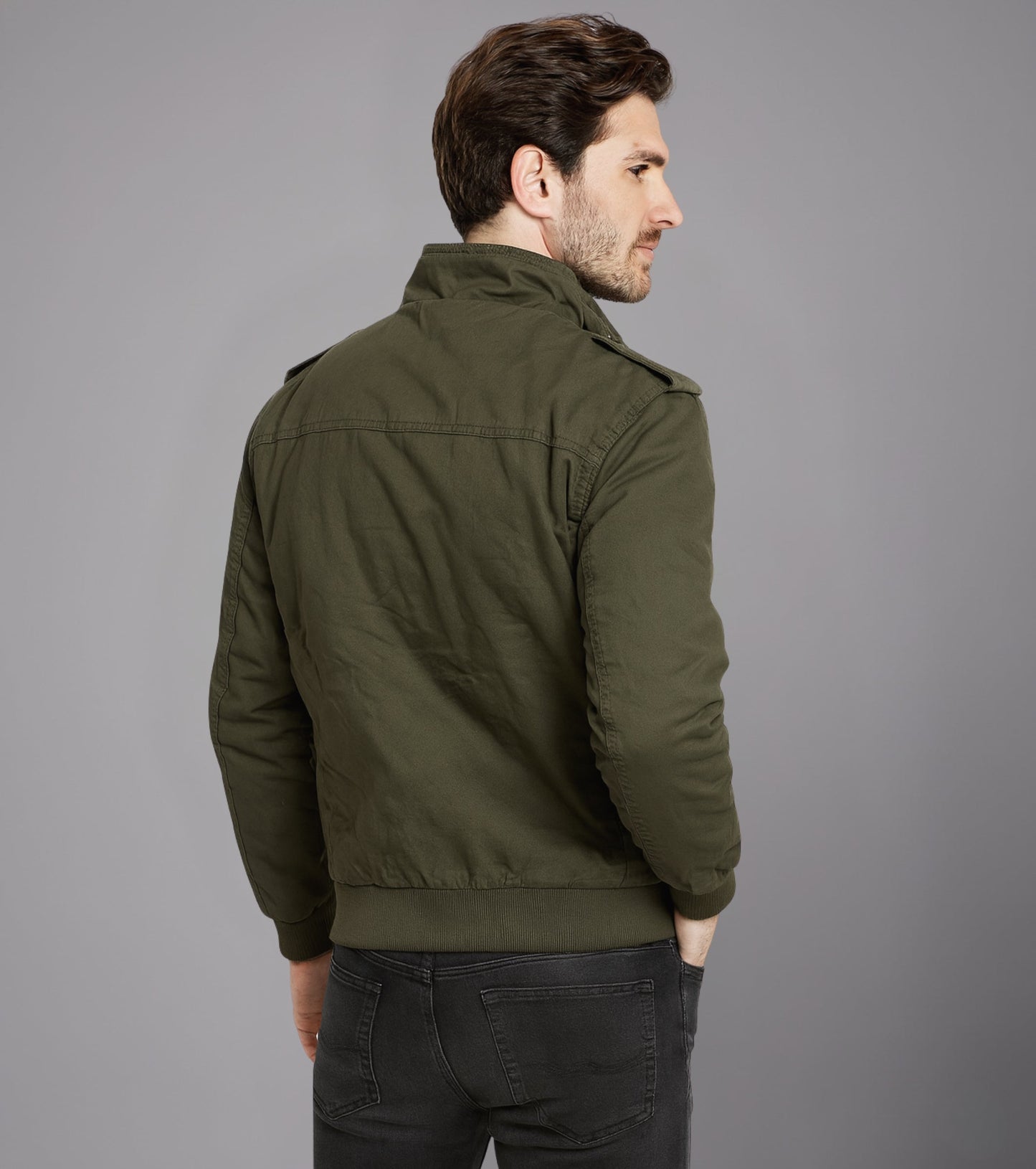 L'MONTE Men's Military-Style Army Green Cargo Jacket For Mild Winter My Store