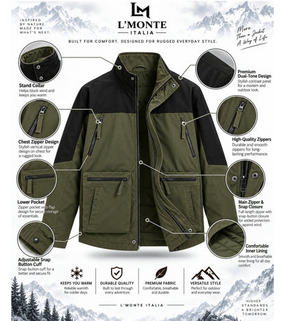 L'MONTE Men's Winter-Ready Army Green Cotton Jacket My Store