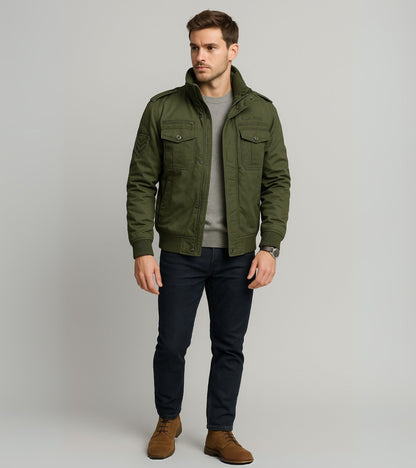 L'MONTE Men's Army Green Military-Style Cargo Winter Jacket My Store