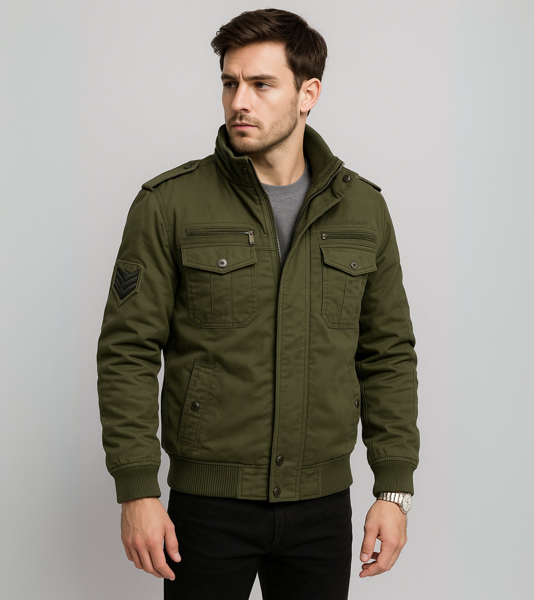 L'MONTE Men's Army Green Military-Style Cargo Winter Jacket My Store