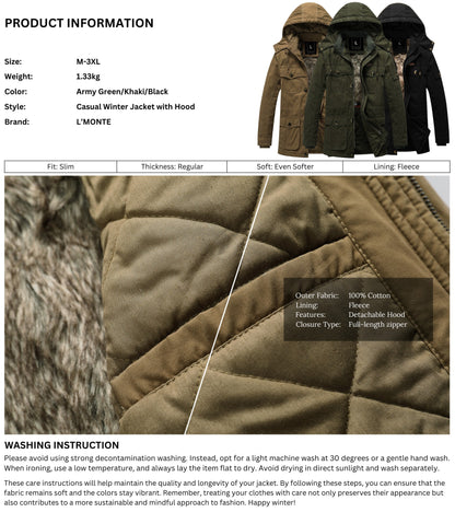 L'MONTE Men's Black Heavy-Duty Winter Jacket My Store
