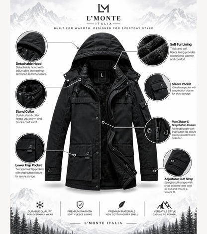 L'MONTE Men's Black Heavy-Duty Winter Jacket My Store