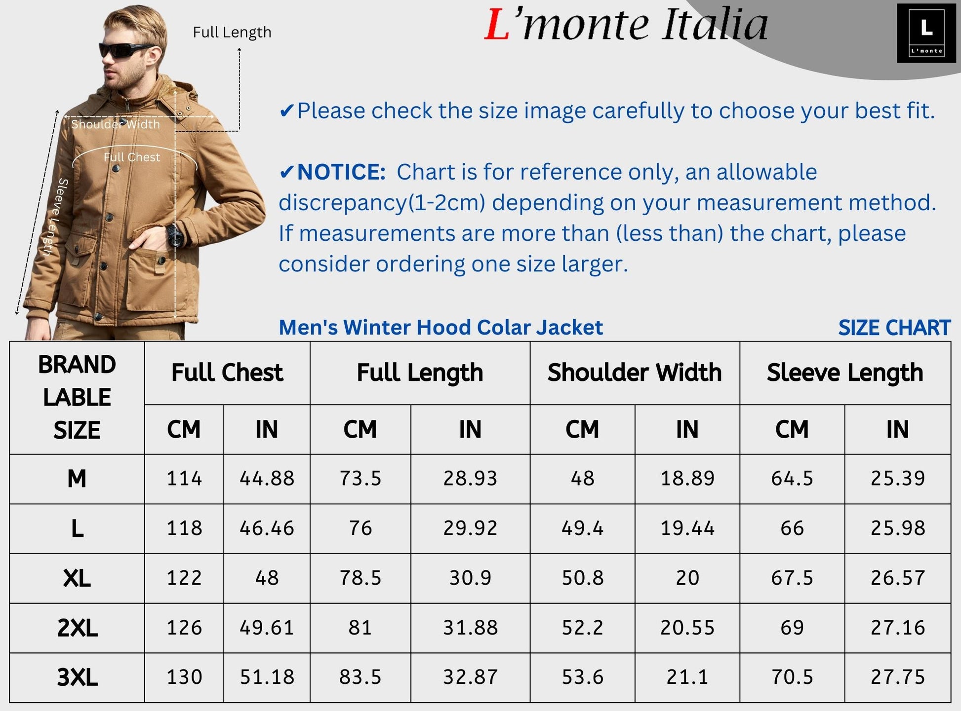 L'MONTE Men's Khaki Fleece-Lined Jacket With Detachable Hood My Store