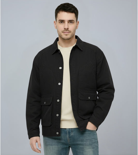 L'MONTE Men's Winter-Ready Black Canvas Jacket My Store