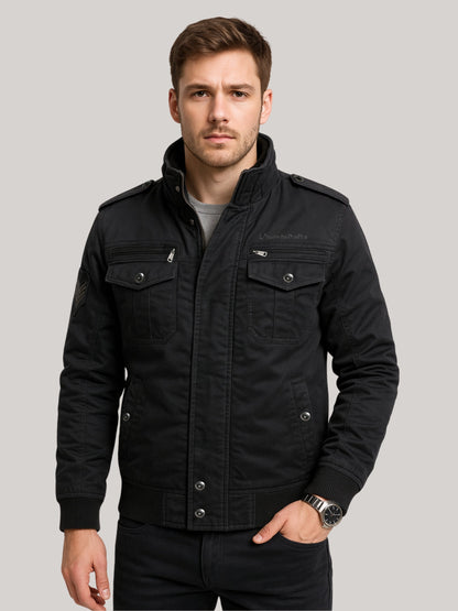 L'MONTE Men's Black Military-Style Cargo Winter Jacket My Store