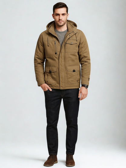 L'MONTE Men's Khaki Heavy-Duty Winter Cargo Jacket My Store
